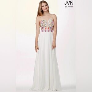 JVN by Jovani JVN31751 Strapless Beaded Chiffon Gown